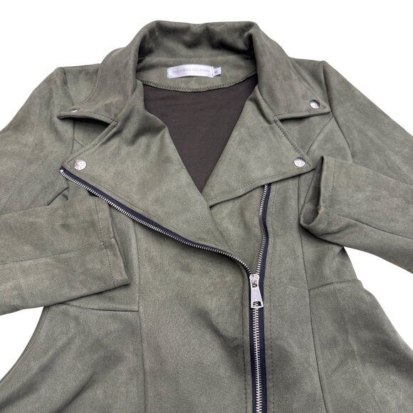 The Porter Collective Women's Faux Suede Zip Green Jacket, Size S - Picture 3 of 8